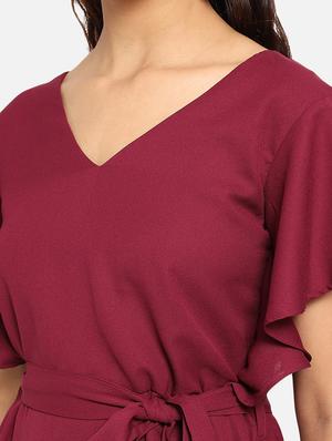 tie front solid fit & flare dress - 18029928 - Standard Image - 5