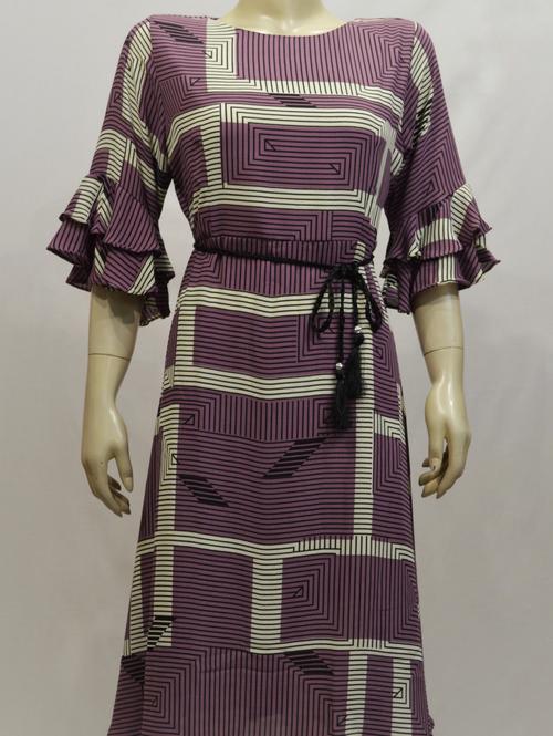 printed dress, comes with a belt - 18030042 - Standard Image - 1
