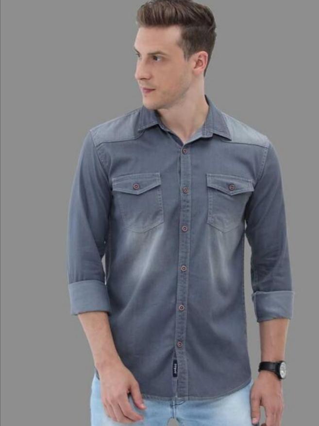 grey denim shirt - 18030096 - Zoom Image - 1