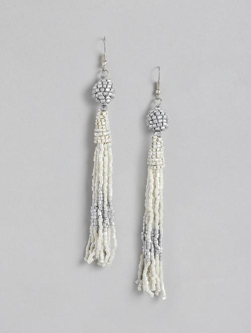 silver metal drop earring - 18030196 - Standard Image - 1