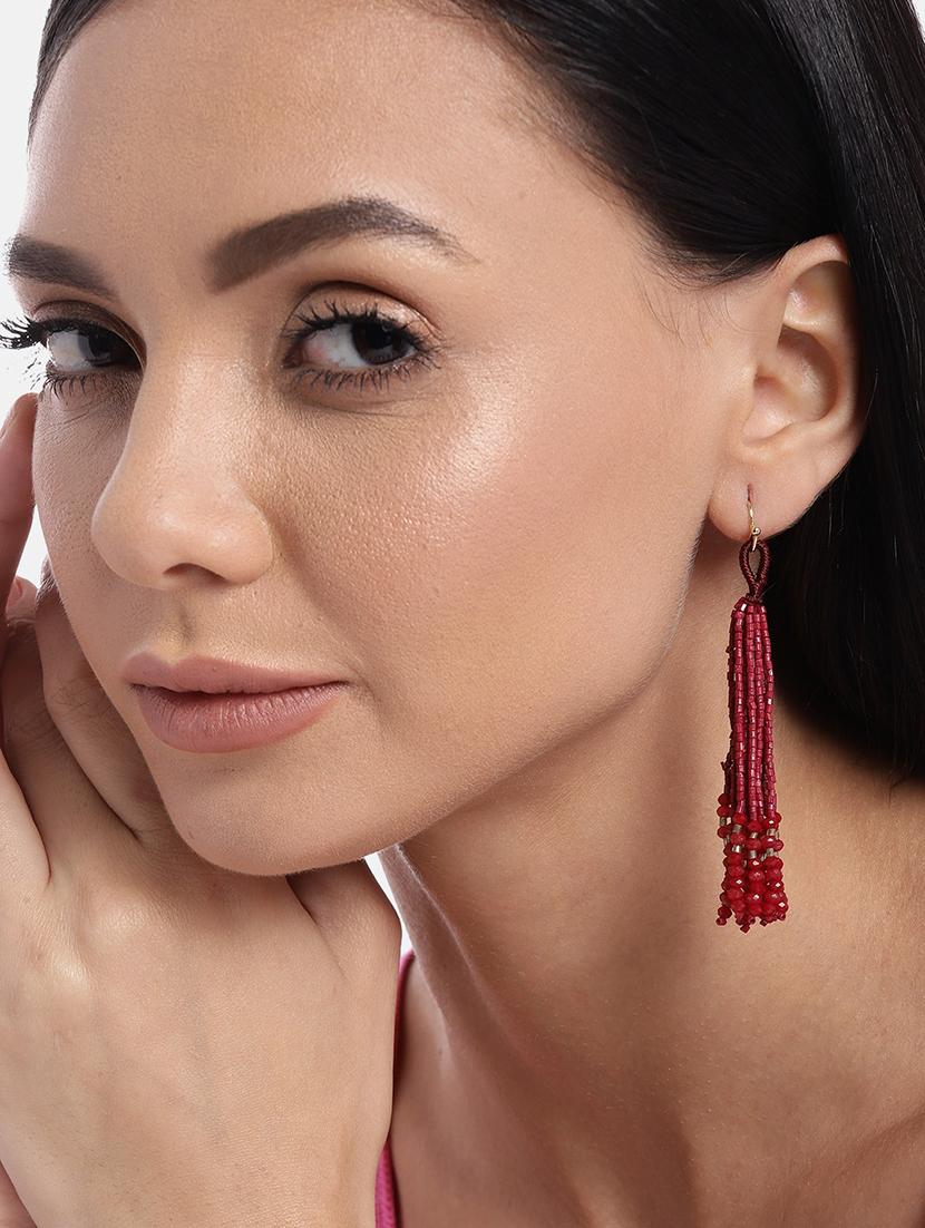 pink teardrop shaped drop earrings - 18030198 - Zoom Image - 3