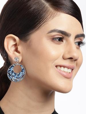 blue circular drop earrings - 18030228 - Standard Image - 3