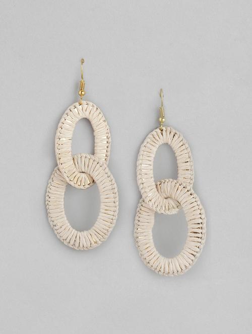 beige metal drop earring - 18030230 -  Standard Image - 0