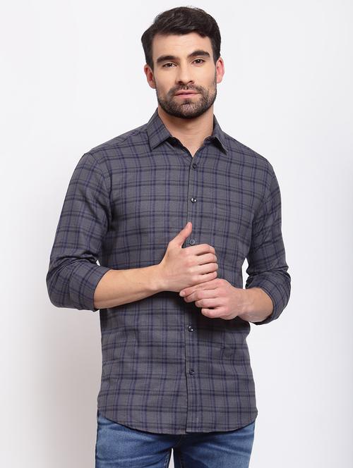 grey checkered casual shirt - 18030315 - Standard Image - 1