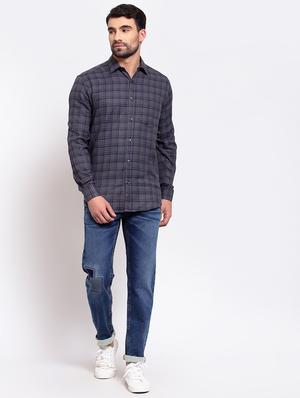 grey checkered casual shirt - 18030315 - Standard Image - 4