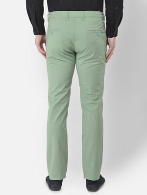 green solid flat front casual trouser - 18030354 - Standard Image - 3