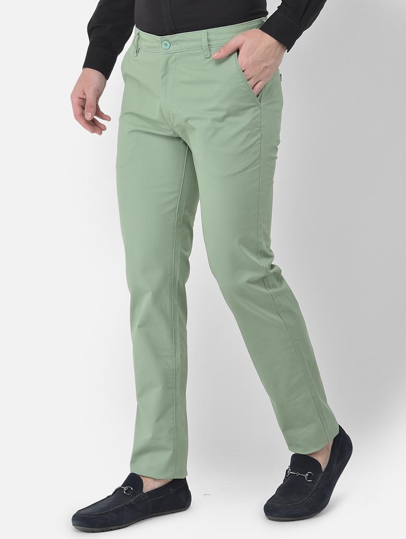 green solid flat front casual trouser - 18030354 - Zoom Image - 2