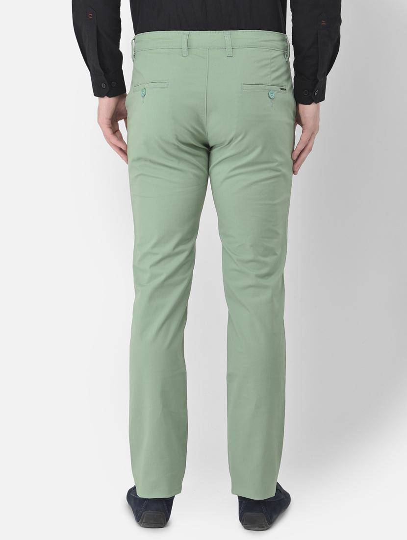 green solid flat front casual trouser - 18030354 - Zoom Image - 3