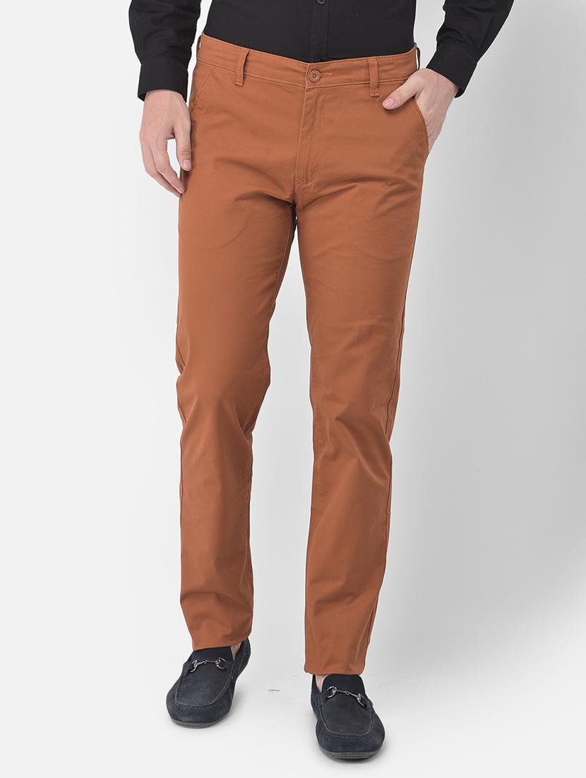 rust solid flat front casual trouser - 18030356 - Zoom Image - 1