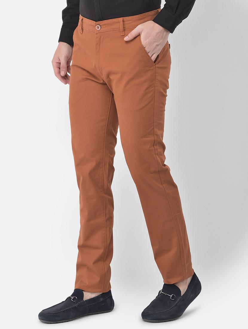 rust solid flat front casual trouser - 18030356 - Zoom Image - 2