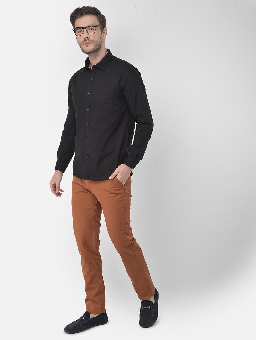 rust solid flat front casual trouser - 18030356 - Zoom Image - 4