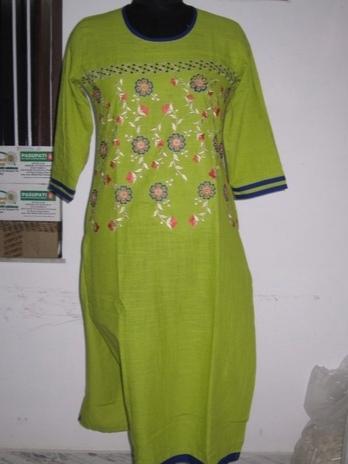 green colour cotton kurti - 18030438 - Standard Image - 1