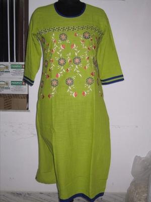 green colour cotton kurti - 18030438 - Standard Image - 2
