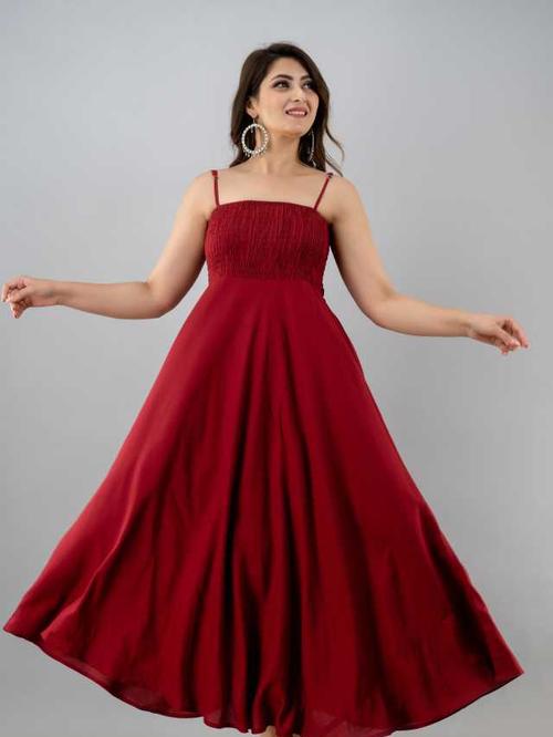 maroon party wear fit and flared - 18030553 - Standard Image - 1