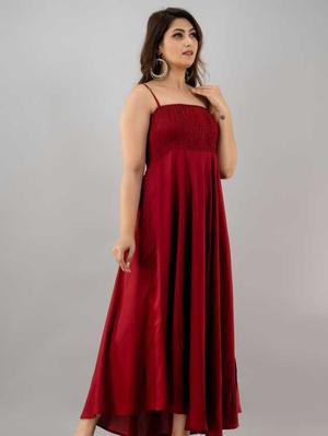 maroon party wear fit and flared - 18030553 - Standard Image - 4