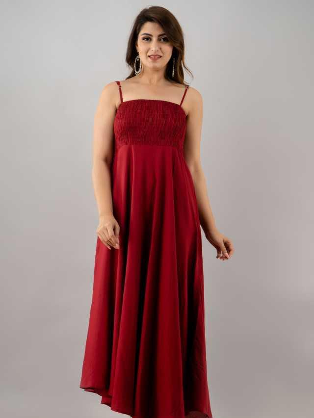 maroon party wear fit and flared - 18030553 - Zoom Image - 2