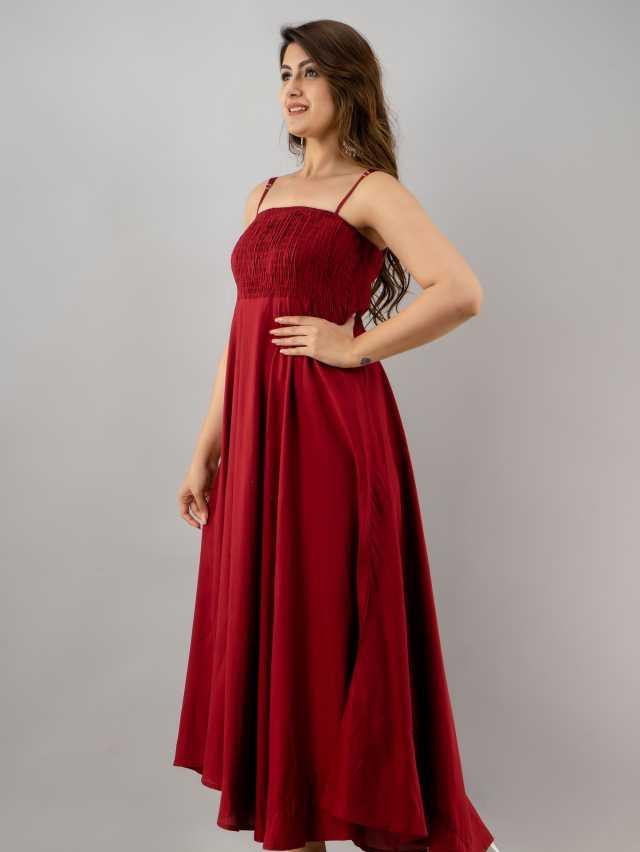 maroon party wear fit and flared - 18030553 - Zoom Image - 3