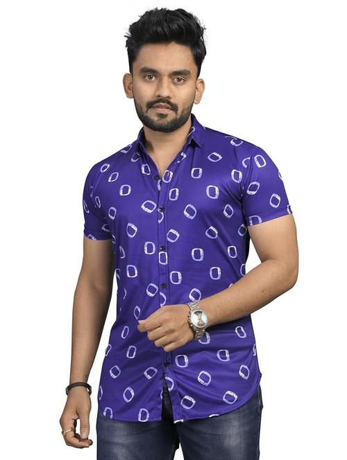 blue printed casual shirt - 18030652 - Standard Image - 1