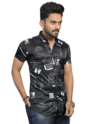 grey printed casual shirt - 18030659 - Standard Image - 2