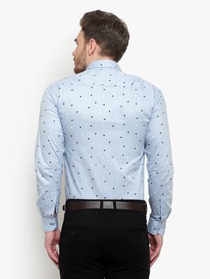 blue printed formal shirt - 18030695 - Standard Image - 3