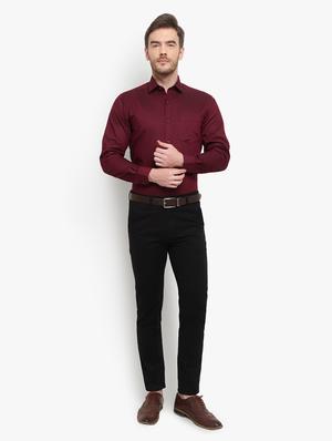 maroon solid formal shirt - 18030703 - Standard Image - 4