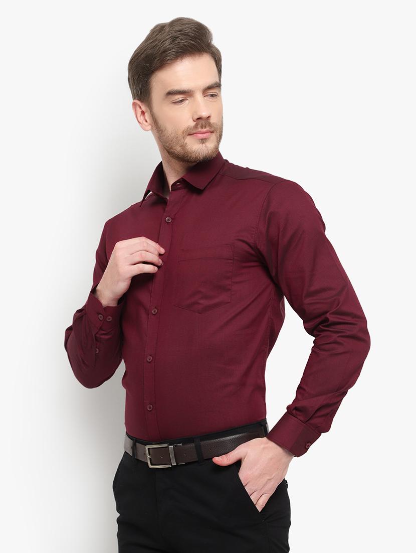 maroon solid formal shirt - 18030703 - Zoom Image - 2