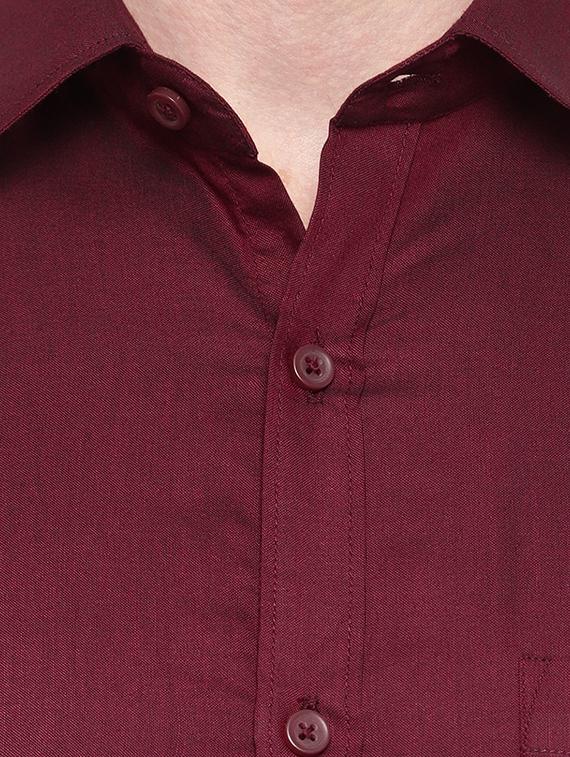 maroon solid formal shirt - 18030703 - Zoom Image - 5
