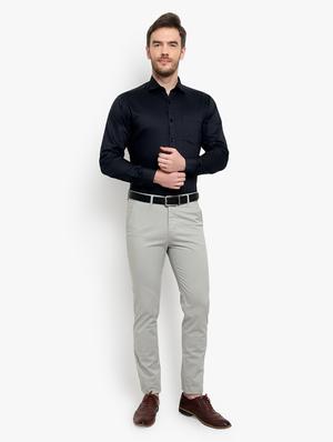 grey solid formal shirt - 18030709 - Standard Image - 4