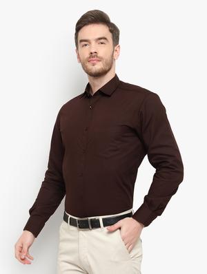 brown solid formal shirt - 18030710 - Standard Image - 2