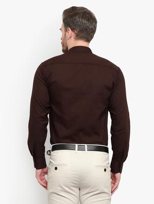 brown solid formal shirt - 18030710 - Standard Image - 3