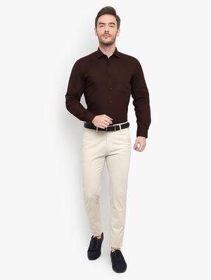 brown solid formal shirt - 18030710 - Standard Image - 4