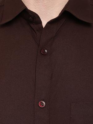 brown solid formal shirt - 18030710 - Standard Image - 5
