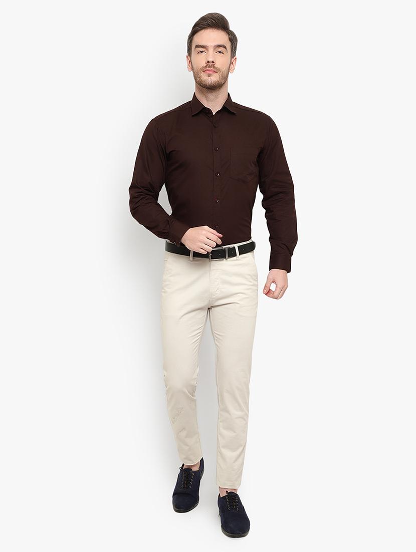 brown solid formal shirt - 18030710 - Zoom Image - 4