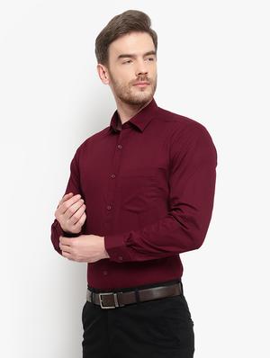 maroon solid formal shirt - 18030714 - Standard Image - 2