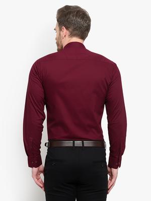 maroon solid formal shirt - 18030714 - Standard Image - 3