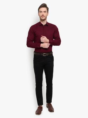 maroon solid formal shirt - 18030714 - Standard Image - 4