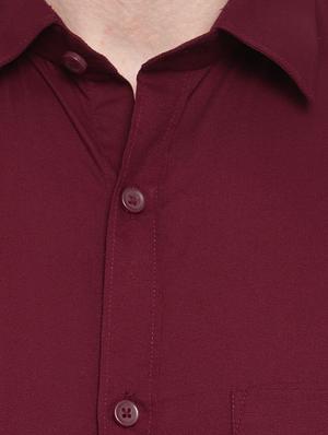 maroon solid formal shirt - 18030714 - Standard Image - 5