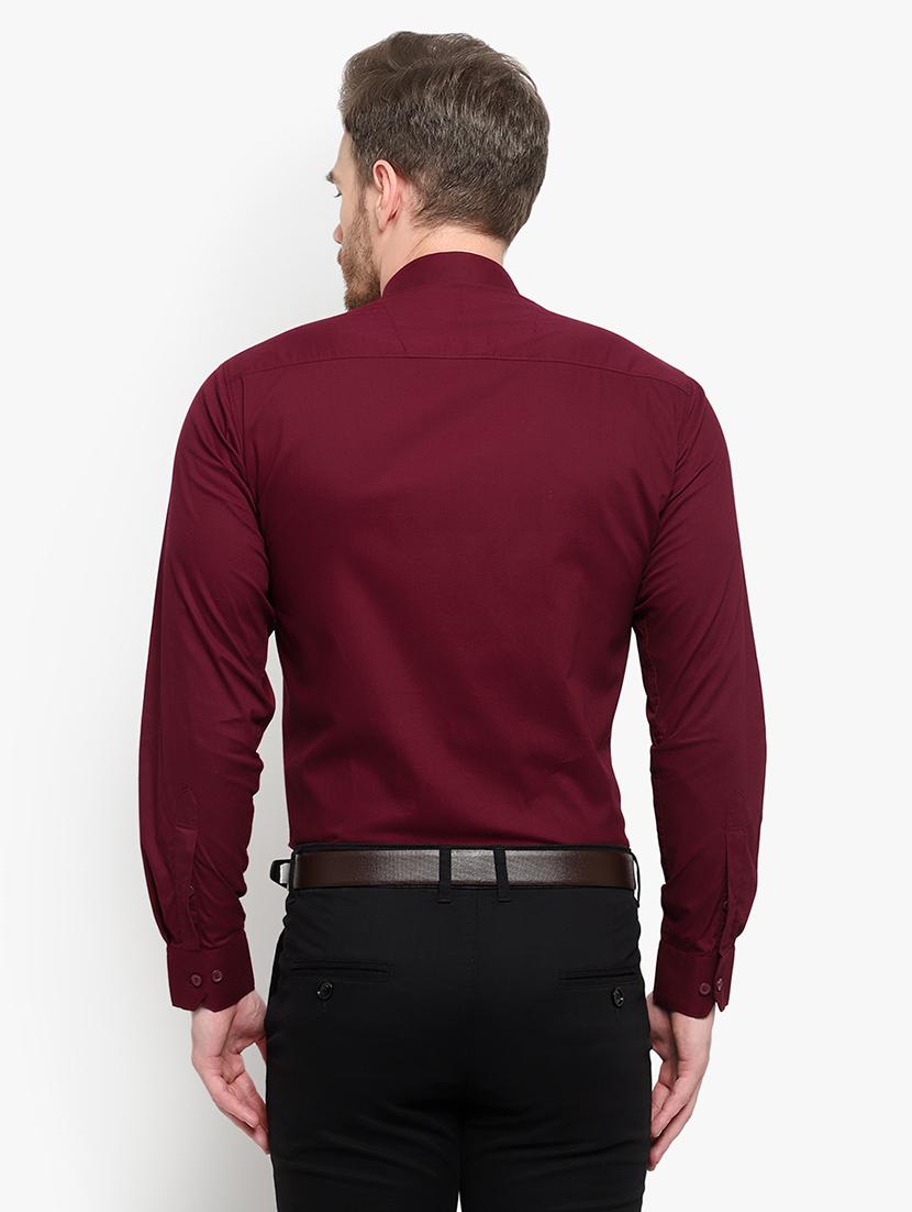 maroon solid formal shirt - 18030714 - Zoom Image - 3