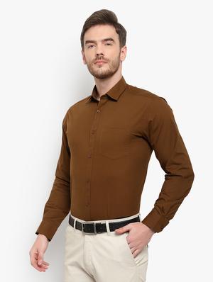 brown solid formal shirt - 18030715 - Standard Image - 2