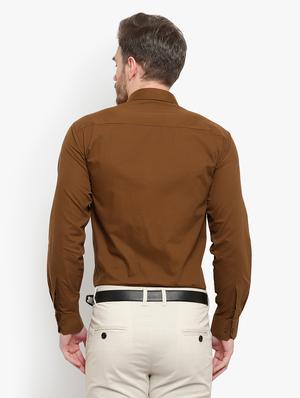 brown solid formal shirt - 18030715 - Standard Image - 3