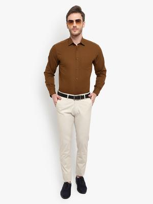 brown solid formal shirt - 18030715 - Standard Image - 4