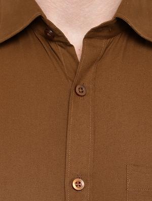 brown solid formal shirt - 18030715 - Standard Image - 5