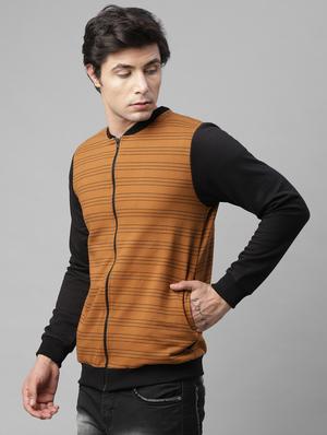 brown striped casual jacket - 18030777 - Standard Image - 2