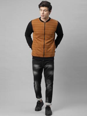 brown striped casual jacket - 18030777 - Standard Image - 4
