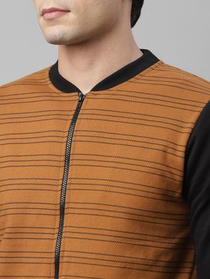 brown striped casual jacket - 18030777 - Standard Image - 5