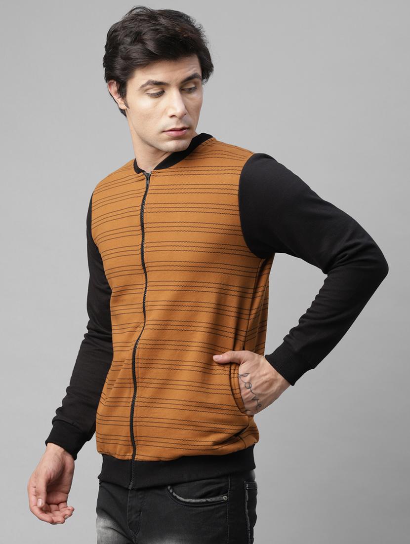 brown striped casual jacket - 18030777 - Zoom Image - 2