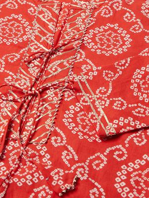 red cotton straight kurta - 18030865 - Standard Image - 4