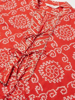red cotton straight kurta - 18030865 - Standard Image - 5