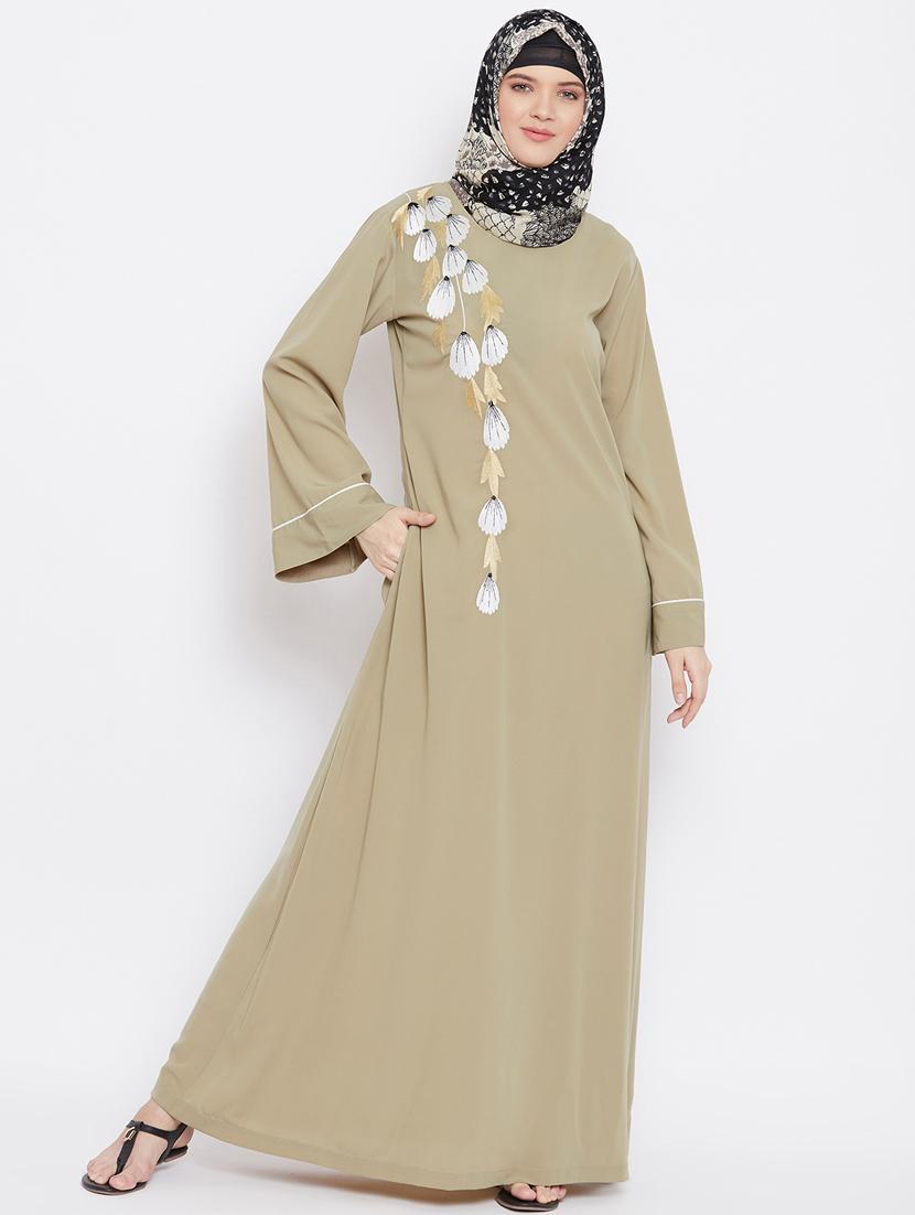 beige aline cloaks & abaya - 18031049 - Zoom Image - 1