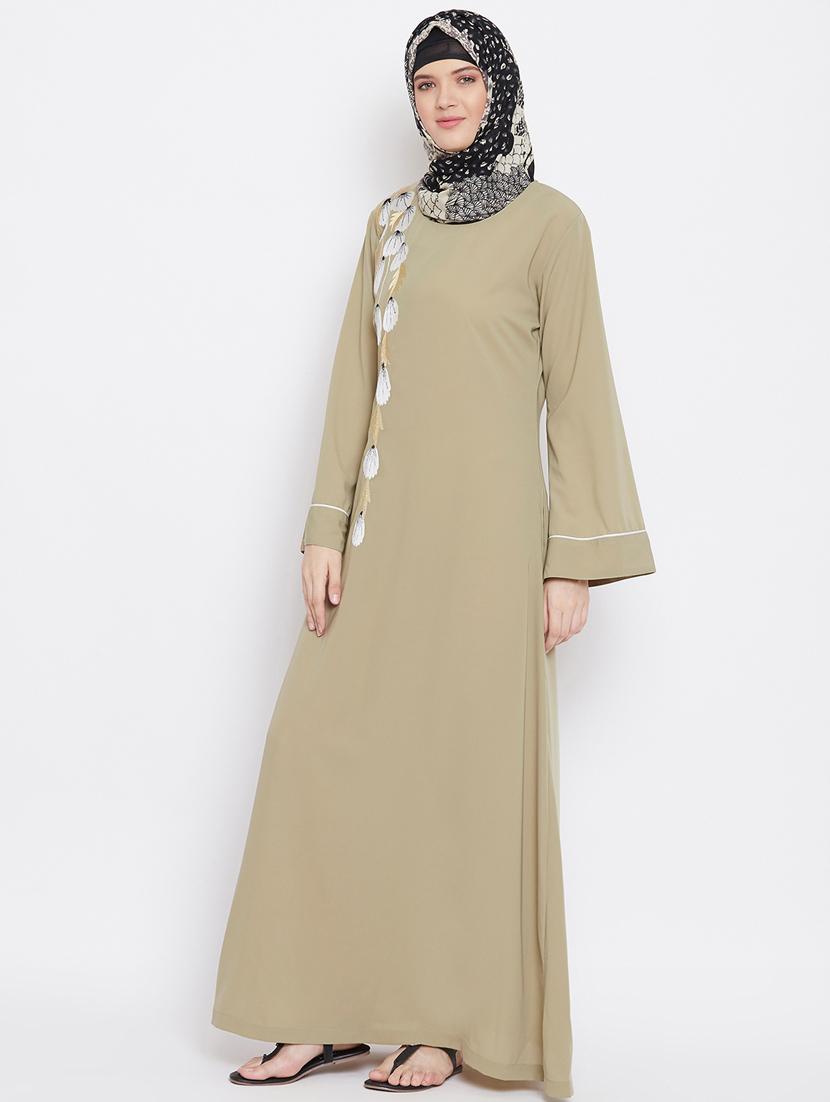 beige aline cloaks & abaya - 18031049 - Zoom Image - 2